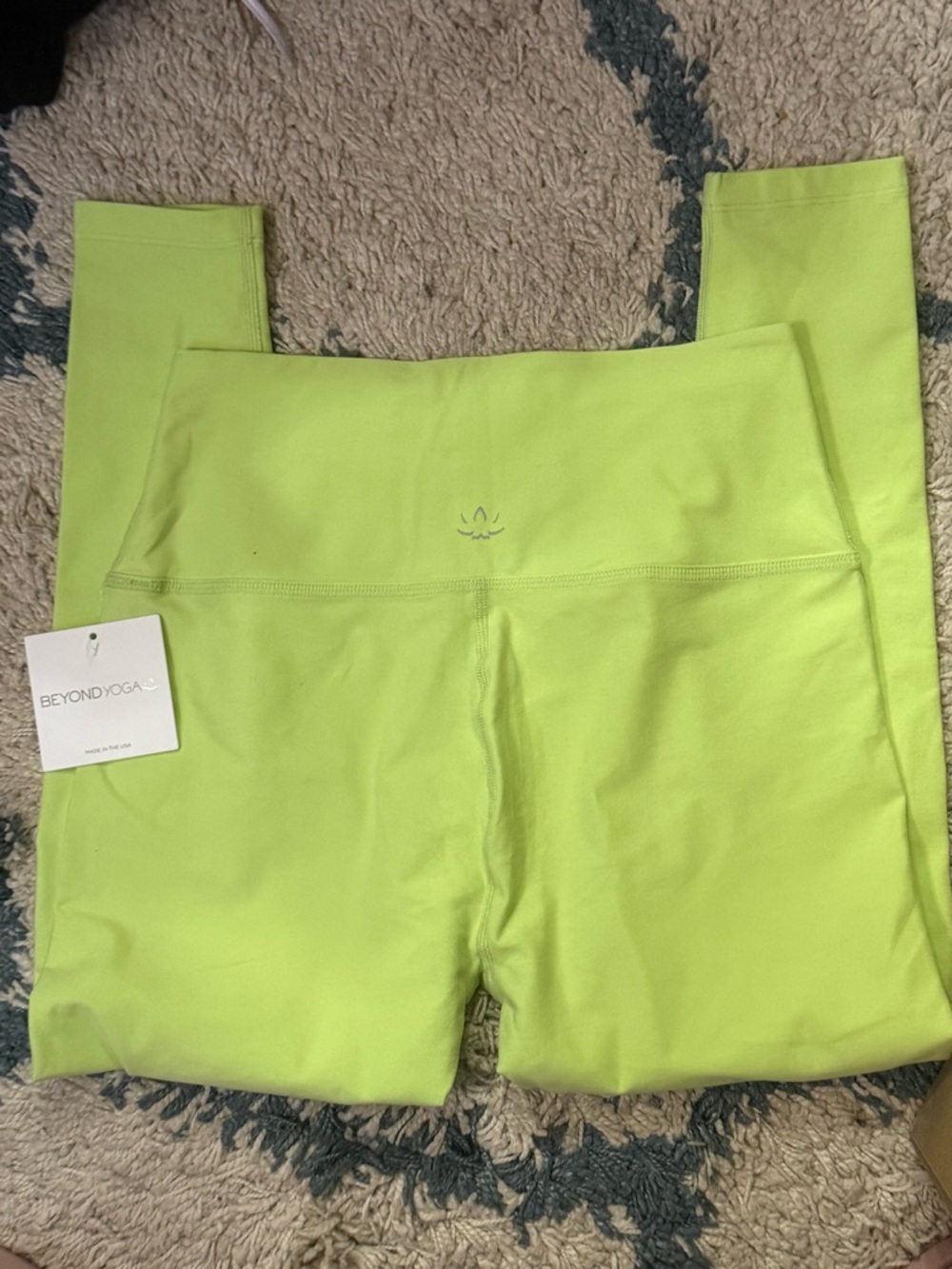 BEYOND YOGA Green Yellow High-Waist Leggings NWT Size XL Brand New